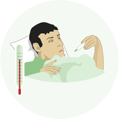 Повышение температуры, недомогание, ломота в теле, головная боль Повышение температуры, недомогание, ломота в теле, головная боль